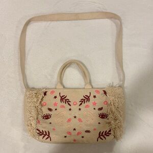 Ikks Beige and Pink Embroidered Crossbody Bag
